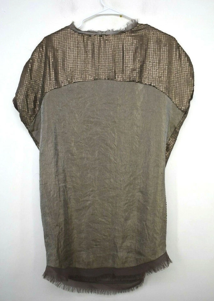 Blusa Givenchy Mujer Marrón Lentejuelas Adornada Dobladillo Deshilachado Forrada Manga Corta S Foto 2 de 4