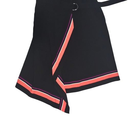 Karen Millen Black Sleeveless Faux-wrap Dress Size UK 8 Orange Purple Stripe - Picture 8 of 15
