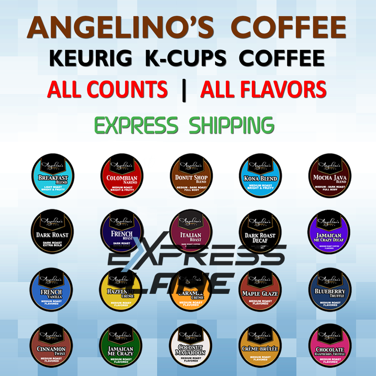 Angelino's Coffee 72 K Cups Pods Capsules Keurig Single-Use lot