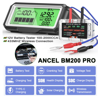 ANCEL BM200 PRO 12V Car Battery Tester Charging Monitor & Load Health Analyzer