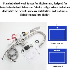 Touch Kitchen Faucet with Pull Down Sprayer Digital Display for 1 or 3 Holes