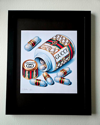 Chiara Bellini + ''GUCCI Comfort Pills'' Original Hand Signed Print Ltd Ed  COA  