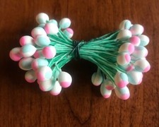 Vintage Millinery Flower Stamen Pink Blue White fat Tips Chunky EC12
