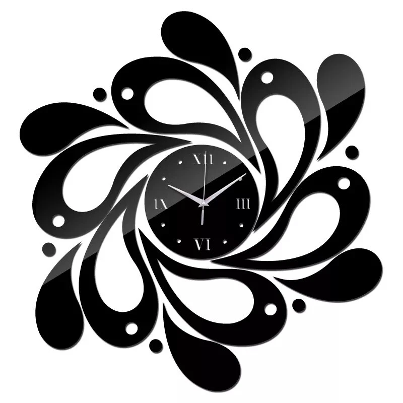 New 3D Mirror Surface Large Wall Clock Modern DIY Sticker Office Home Shop Art D - Image 3 of 4