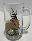 Vintage Glass Beer Mug Deer Outdoors Signed D. E. Miller