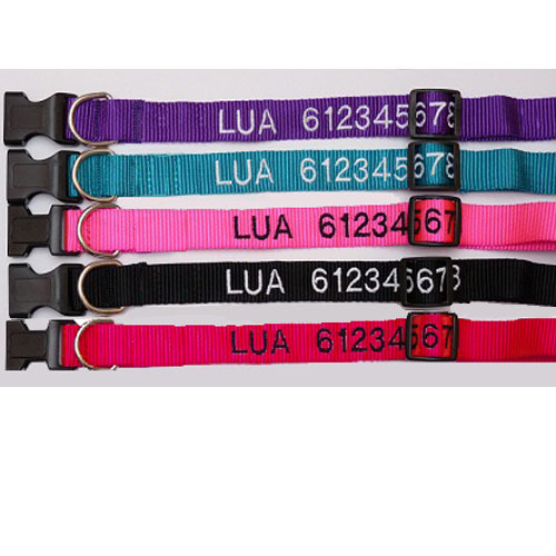 Collar Nylon personalizados con nombre y teléfono para perros, mascotas, placas