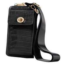 Samantha Brown To-Go Croco Phone Crossbody / Wallet- Black-NWT