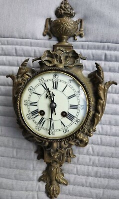 Antique French Bronze Figural Cartel Wall Clock Samuel Marti