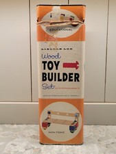 Vtg. 1960s Lincoln Log Wood Toy Builder Set  56 Pieces  Plastic Nuts  Bolts