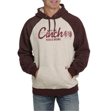 Cinch  Men's Logo Khaki  Burgundy Pullover Hoodie MWK1217008