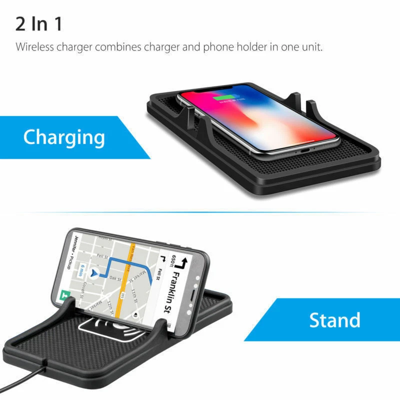 Wireless Charger Car Dashboard Phone Holder Mat For iPhone 13 14 Samsung S21 S23 - Image 3 of 4
