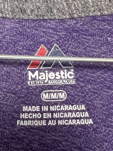 Minnesota Vikings Shirt Wms Sz M Raglan Football Majestic Purple Gray MN NFL Fan - Picture 4 of 10