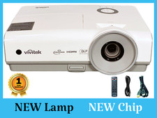 NEW LAMP - NEW CHIP ViviTek D859 DLP Projector 3600 ANSI 3D HD HDMI 1080i bundle