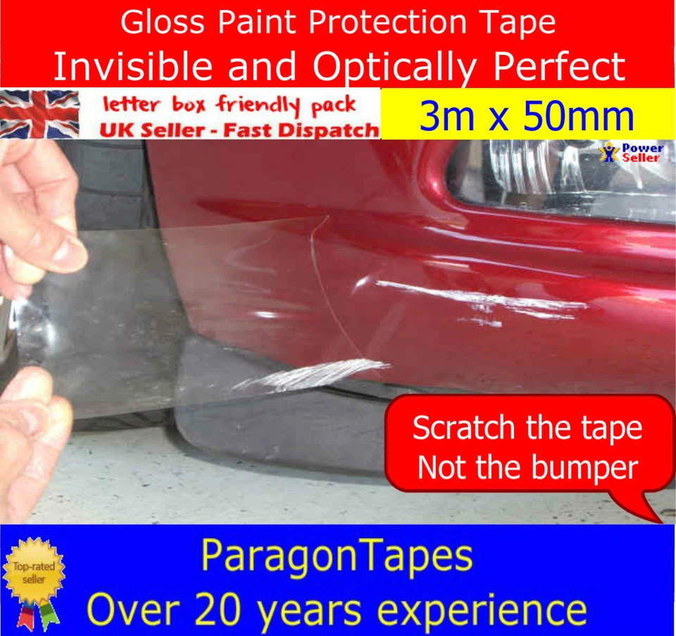 3m x 50mm Gloss PPF Paint Protection Tape film Door Sill Boot Bumper vinyl Wrap