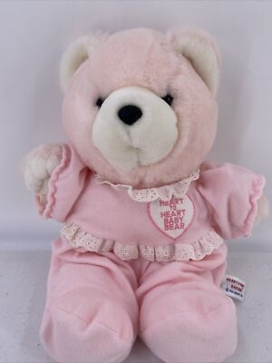 Vintage 1986 Chosun Heart to Heart Pink Plush Baby Bear Beating