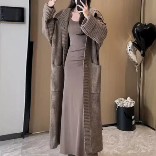 Cárdigan Coreano Suelto Solapa Tejido Medio Largo Nueva Chaqueta Mujeres Suéter Trench - Imagen 1 de 11