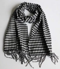 New Elegant Men's Winter Italy Design Houndstooth Super Soft Scarf - Black/White