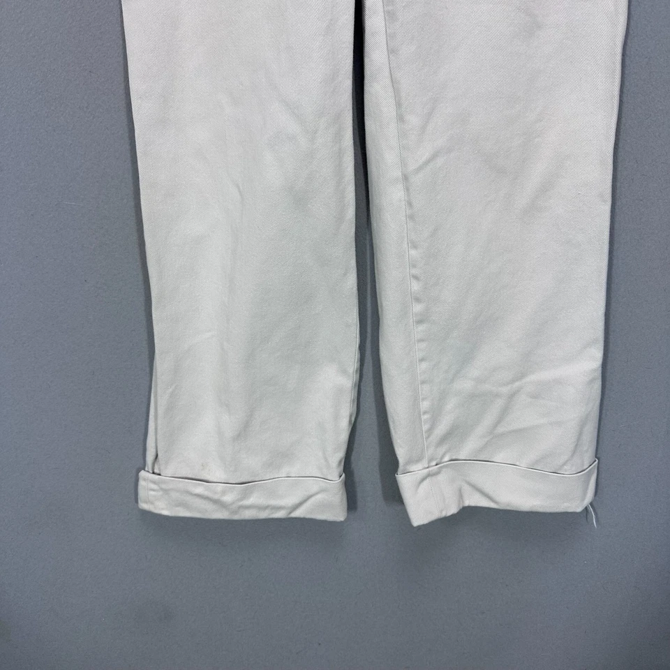 Винтажные штаны 70-х с высокой посадкой широкие штанины саржа квадратные карманы размер 26 дюймов талия бежевые - Изображение 4 из 4