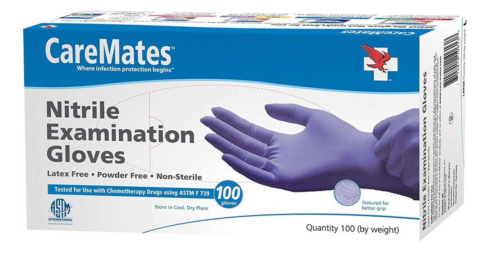 CareMates Powder-Free Nitrile Exam Gloves Small 100-Count Box  