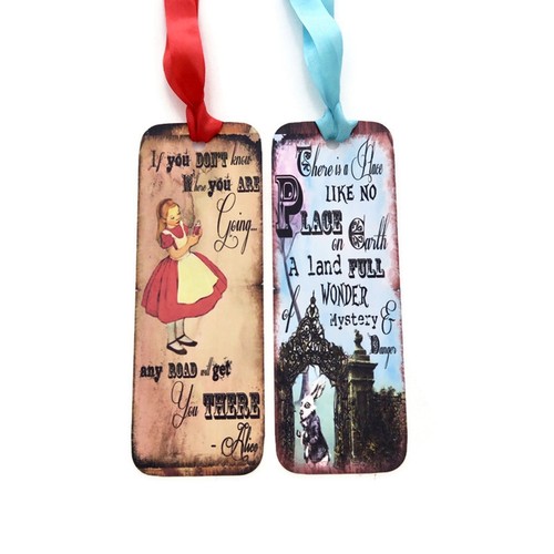 Alice in Wonderland Bookmarks-Favours-Drink Me-Eat Me-Tea Party-Mad Hatter - Picture 2 of 5