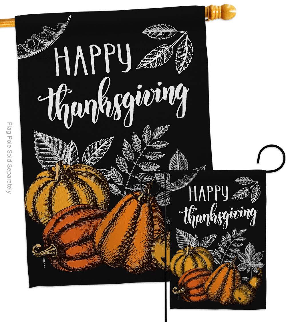 Suzani Fall Thanksgiving Garden Flag Set with Turkey Gobble Design  