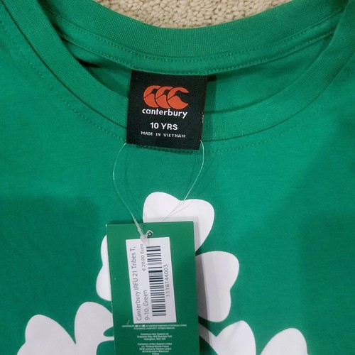 Child's Canterbury IRU IRELAND RUGBY short Sleeve Organic Cotton Shirt SZ 10 - Picture 12 of 13