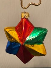 Hand Blown Glass Bethlehem North Star Starburst Christmas Ornament 3  T