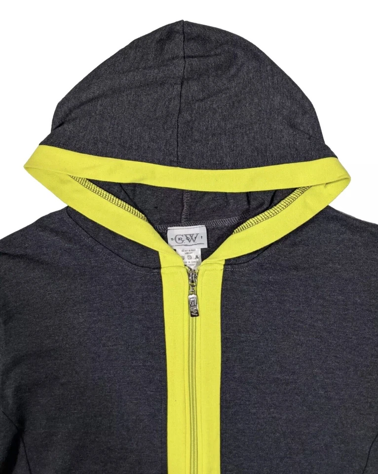G.W. Sport Women Gray Yellow Zip Up Hoodie L/XL Tennis Yoga - Image 2 of 4