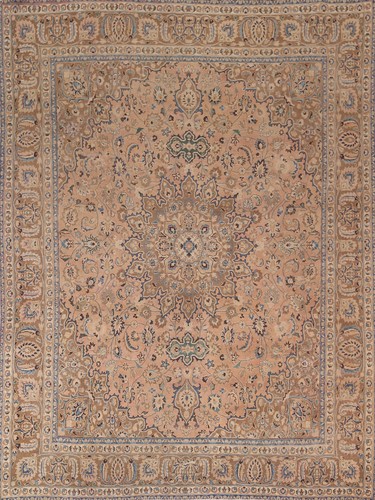 Vintage Wool Handmade Traditional Floral Maashad Dining Room Area Rug 9x11
