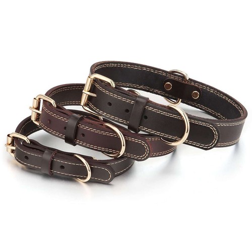Genuine Leather Dog Collar Durable Alloy Hardware for Small Medium Large Dogs - Picture 4 of 12