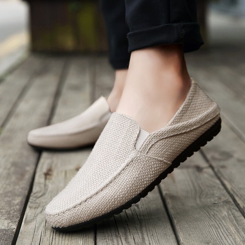 Mens Summer Breathable Linen Loafers 