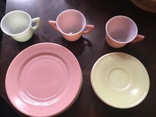 Vintage Hazel Atlas Pastel 20th Century Little Hostess Childrens Dish Set 11 Pcs