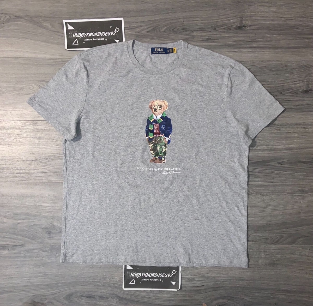 POLO RALPH LAUREN Men's Grey HTR Custom Slim Fit Preppy Bear