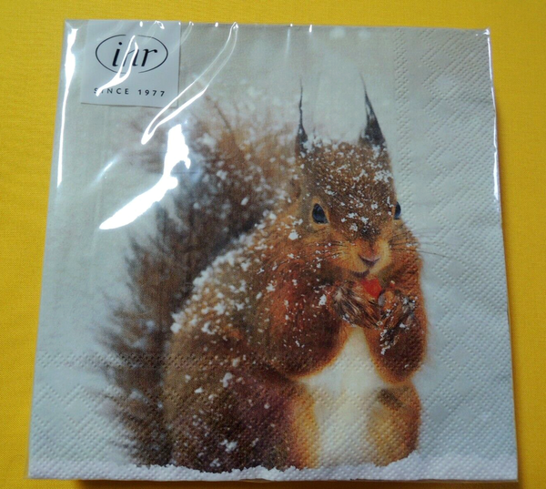 20 Servietten EichhöRnchen 1 Packung Ovp Winter Schnee Motivservietten Ihr Tiere-image