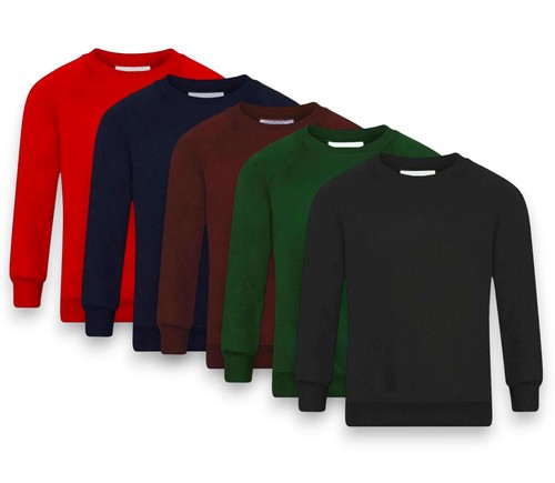 Mädchen Jungen Rundhals Pullover Fleece Rundhals Sweatshirt Schulkleidung Alter 3-16 - Bild 1 von 7