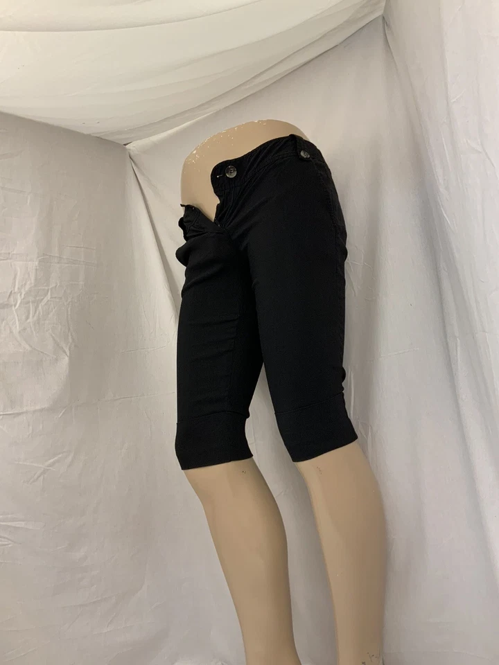 Pantalones Cortos Theory Talla 2 Negro Lino Viscosa Elastizados Debajo de la Rodilla Como Nuevos YGI U1-679 Foto 4 de 4