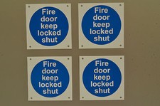 FIRE DOOR KEEP LOCKED SHUT *pack of 4* signs or stickers 100x100mm exit safety