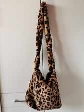 flauschige Damen-Schultertasche aus Kunstpelz mit Leopardenmuster