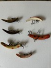 Vintage Wooden Banana Fishing Lure Lot (7) – Crescent Plugs – Marked 2F7 & X4 — photo 1