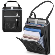 Car Front Seat Organizer with Accordion File Pocket, Black