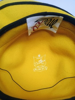 Vintage Geo W. Bollman Yellow Felt Ladies Hat w/ Feathers  display picture 3