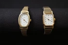 2x Vintage Timex Ladies Quartz Watches - Running - Gold Tone - Stretch Band