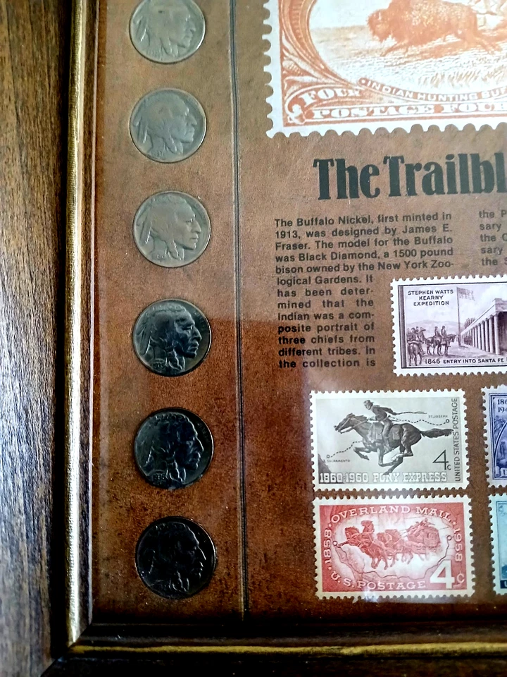 Colección de estampillas y monedas vintage de centavos The Trailblazer Buffalo Nichol Fice Foto 2 de 3