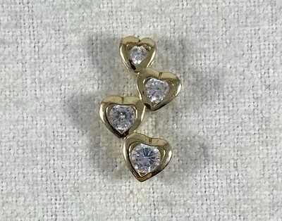 Vintage Sterling Silver Vermeil Diamonique CZ Four Hearts Pendant