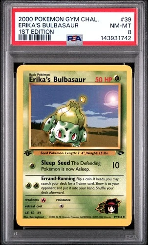 2000 POKEMON GYM CHALLENGE 1ST EDITION #39 ERIKA'S BULBASAUR PSA 8