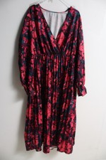 Womens Floral Midi Fit Flare Dress - Red Pink - Size 3XL (f79)