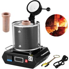 VEVOR Goldschmelzofen Schmelzofen Keramiktiegel 1kg 1350W Schwarz Digital 1150℃