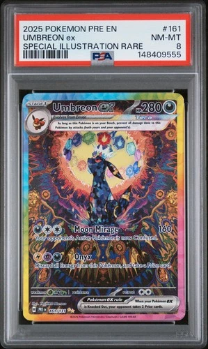 2025 POKEMON PRE EN-SPECIAL ILLUSTRATION RARE #161 UMBREON EX PSA 8