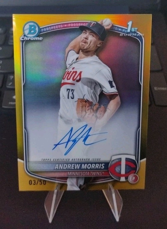 2025 Bowman #CPA-AMO Andrew Morris 1st Chrome True Gold Auto /50 Minnesota Twins