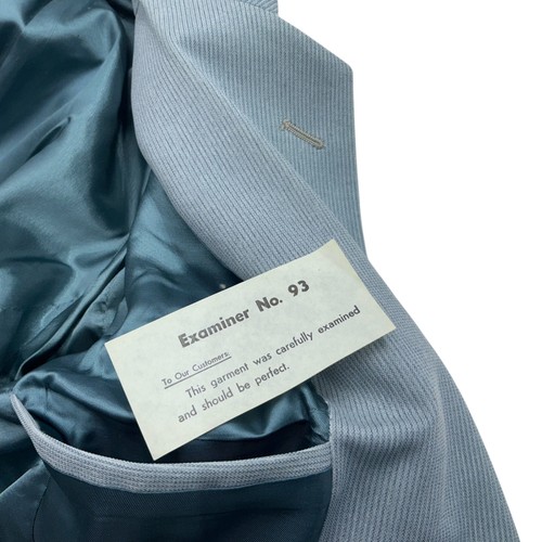 3Pc Mens Suit Jacket Sport Coat Blazer Pants vest Vtg Pale Light Baby Blue USA - Picture 6 of 8